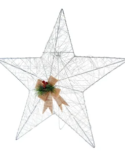 WeRChristmas Pre-Lit 2D Metal Star, Silver, 60 Cm