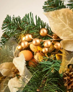 WeRChristmas Pre-Lit Decorated Arch Garland With 20 Warm White LEDs, Copper/Gold, 3 Ft