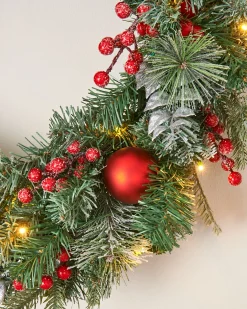 WeRChristmas Pre-Lit Decorated Frosted Wreath, 60 Cm