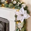 WeRChristmas Pre-Lit Decorated Frosted Garland, White/Silver, 9 Ft
