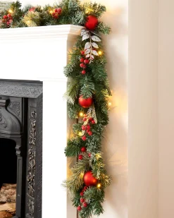 WeRChristmas Pre-Lit Decorated Frosted Garland, 9ft