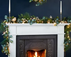 WeRChristmas Pre-Lit Decorated Garland, Berries & Eucalyptuses, 9 Ft
