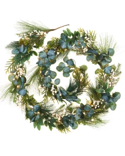 WeRChristmas Pre-Lit Decorated Garland, Berries & Eucalyptuses, 9 Ft