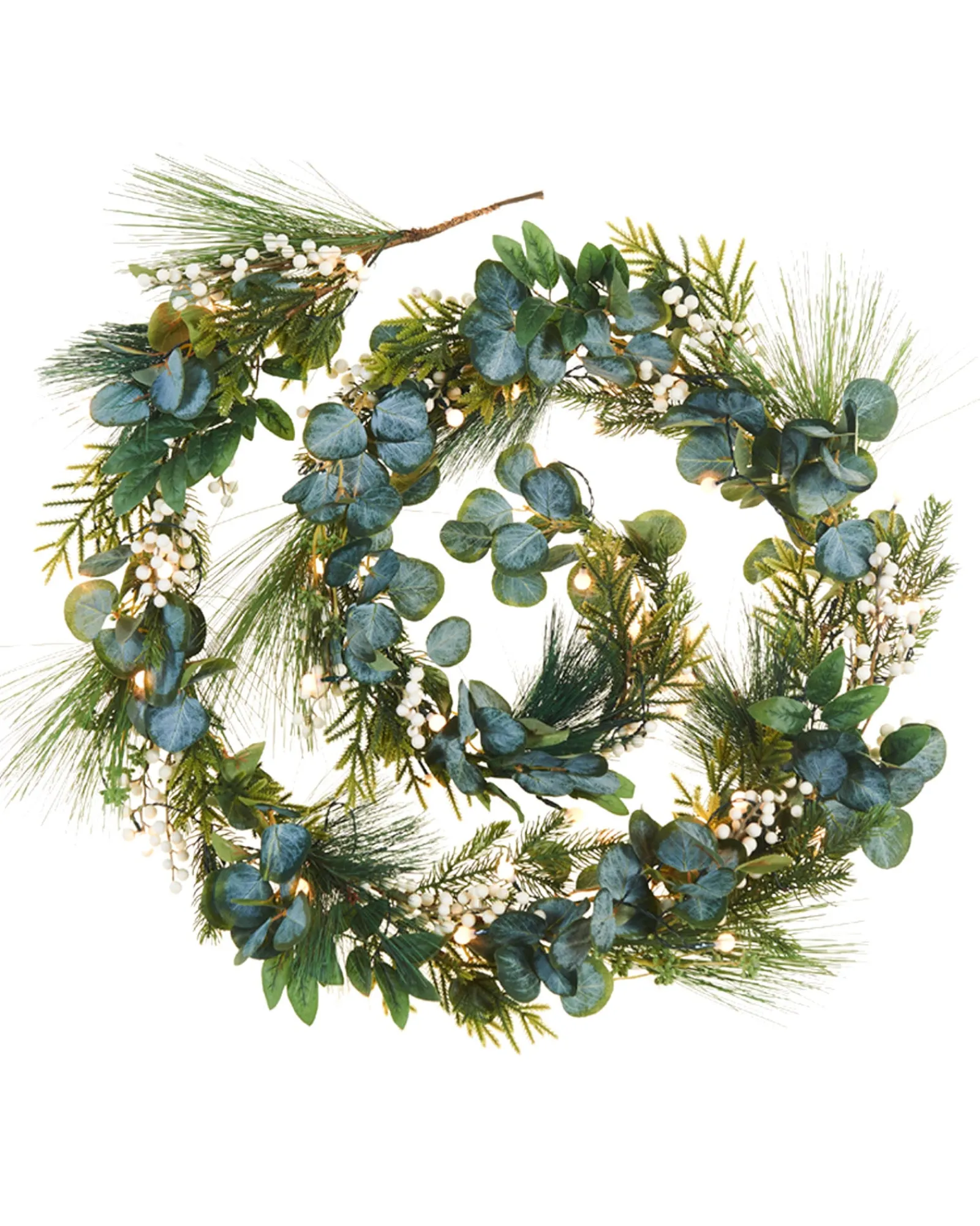 WeRChristmas Pre-Lit Decorated Garland, Berries & Eucalyptuses, 9 Ft