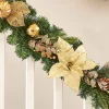 WeRChristmas Pre-Lit Decorated Garland, Cream/Gold, 9 Ft