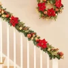 WeRChristmas Pre-Lit Decorated Garland, Red/Gold, 9 Ft