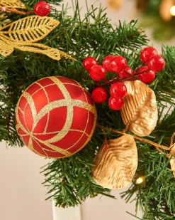 WeRChristmas Pre-Lit Decorated Garland, Red/Gold, 9 Ft