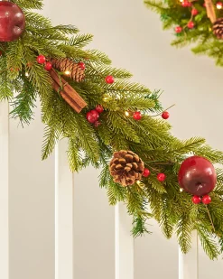 WeRChristmas Pre-Lit Decorated Garland, Apples & Cinnamon Sticks, 9 Ft