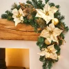 WeRChristmas Pre-Lit Decorated Garland Arch, Cream/Gold, 3 Ft