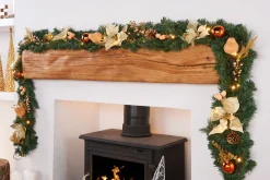 WeRChristmas Pre-Lit Decorated Garland, Copper/Gold, 9 Ft