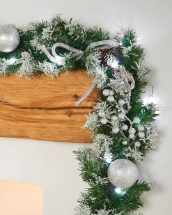 WeRChristmas Pre-Lit Decorated Garland, Silver Ice, 9 Ft