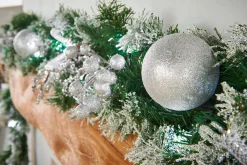 WeRChristmas Pre-Lit Decorated Garland, Silver Ice, 9 Ft