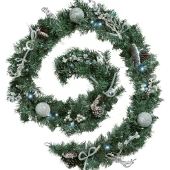 WeRChristmas Pre-Lit Decorated Garland, Silver Ice, 9 Ft
