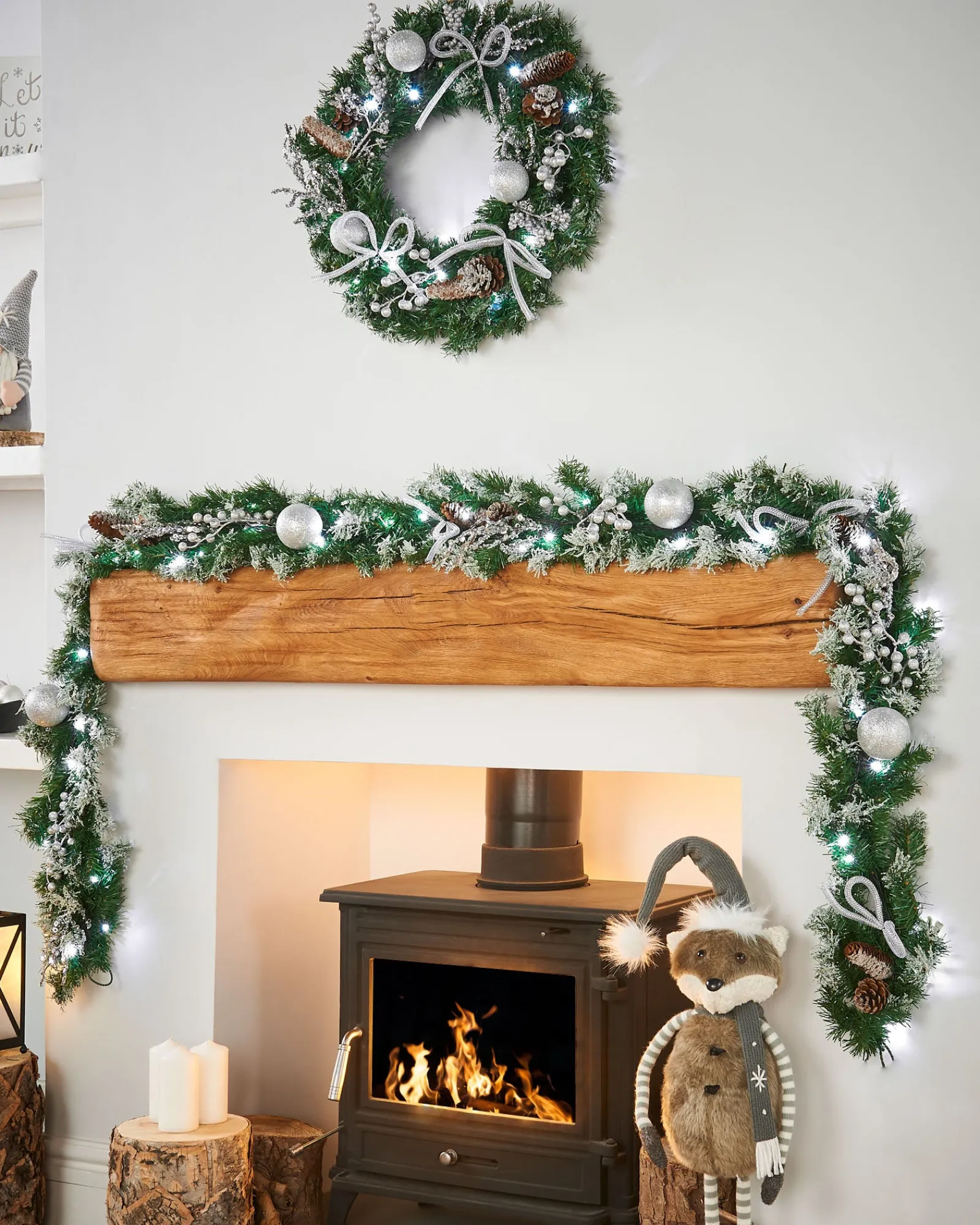 WeRChristmas Pre-Lit Decorated Garland, Silver Ice, 9 Ft