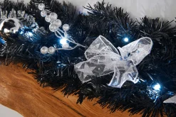 WeRChristmas Pre-Lit Decorated Garland, Black/Silver, 9 Ft