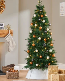 WeRChristmas Pre-Lit Decorated Pop-Up Christmas Tree, Silver & Gold, 6 Ft