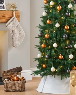 WeRChristmas Pre-Lit Decorated Pop-Up Christmas Tree, Silver & Gold, 6 Ft