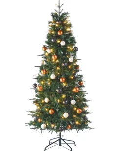 WeRChristmas Pre-Lit Decorated Pop-Up Christmas Tree, Silver & Gold, 6 Ft