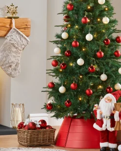 WeRChristmas Pre-Lit Decorated Pop-Up Christmas Tree, Red & White, 6 Ft