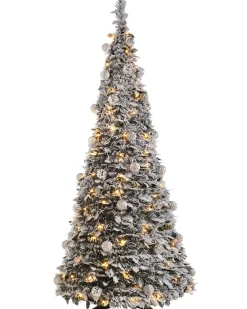 WeRChristmas Pre-Lit Decorated Pop-Up Snow Flocked Christmas Tree, 6 Ft