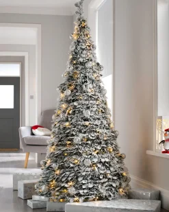 WeRChristmas Pre-Lit Decorated Pop-Up Snow Flocked Christmas Tree, 6 Ft