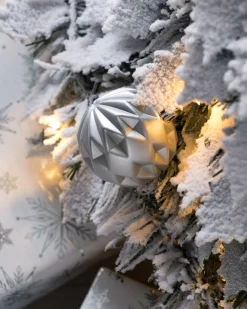 WeRChristmas Pre-Lit Decorated Pop-Up Snow Flocked Christmas Tree, 6 Ft