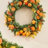 WeRChristmas Pre-Lit Decorated Wreath, Apples & Peaches, 76 Cm