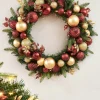 WeRChristmas Pre-Lit Decorated Wreath, Burgundy/Gold, 76 Cm