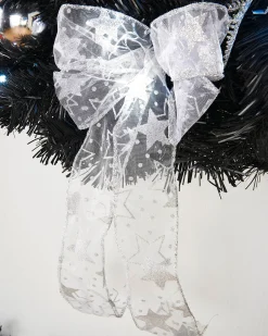 WeRChristmas Pre-Lit Decorated Wreath, Black/Silver, 60 Cm