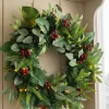 WeRChristmas Pre-Lit Decorated Wreath, Berries & Eucalyptuses, 60 Cm