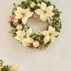WeRChristmas Pre-Lit Decorated Wreath, Cream/Gold, 60 Cm