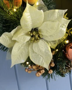 WeRChristmas Pre-Lit Decorated Wreath, Copper/Gold, 60 Cm