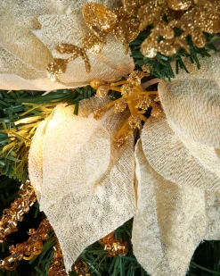 WeRChristmas Pre-Lit Decorated Wreath, Gold/Cream, 60 Cm