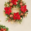 WeRChristmas Pre-Lit Decorated Wreath, Red/Gold, 60 Cm