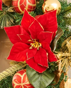 WeRChristmas Pre-Lit Decorated Wreath, Red/Gold, 60 Cm