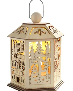 WeRChristmas Pre-Lit Decorative Wooden Lantern, 20 Cm