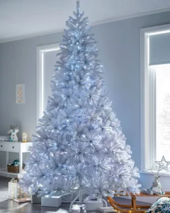 WeRChristmas Pre-Lit Deluxe White Pine Multi-Function Christmas Tree, 8 Ft