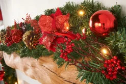 WeRChristmas Pre-Lit Extra Thick Decorated Garland, Red/Gold, 9 Ft