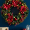 WeRChristmas Pre-Lit Extra Thick Decorated Wreath, Red/Gold, 76 Cm