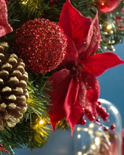 WeRChristmas Pre-Lit Extra Thick Decorated Wreath, Red/Gold, 76 Cm