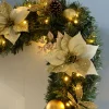 WeRChristmas Pre-Lit Extra Thick Garland, Static, Cream/Gold, 9 Ft