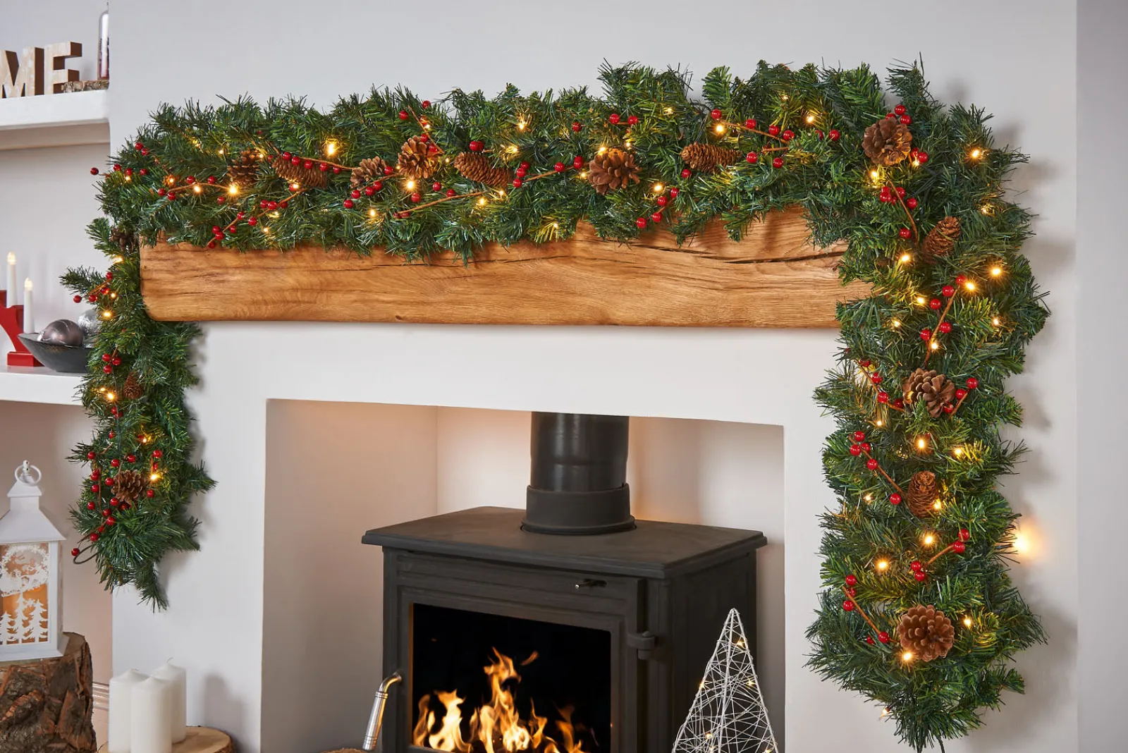 WeRChristmas Pre-Lit Extra Thick Garland, 9 Ft