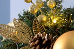 WeRChristmas Pre-Lit Extra Thick Garland, Cream/Gold, 9 Ft