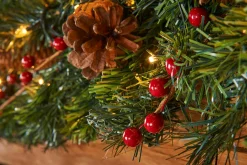 WeRChristmas Pre-Lit Extra Thick Mixed Pine Garland, Pinecones & Berries, 9 Ft
