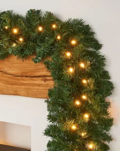 WeRChristmas Pre-Lit Extra Thick Multi-Functional Pine Garland, 9 Ft