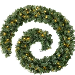 WeRChristmas Pre-Lit Extra Thick Multi-Functional Pine Garland, 9 Ft