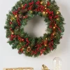 WeRChristmas Pre-Lit Extra Thick Wreath, Pinecones & Berries, 76 Cm