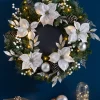 WeRChristmas Pre-Lit Extra Thick Wreath, Silver/White, 76 Cm
