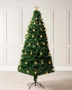 WeRChristmas Pre-Lit Fibre Optic Christmas Tree With Stars, 5 Ft