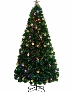 WeRChristmas Pre-Lit Fibre Optic Christmas Tree With Tree Topper, 7 Ft